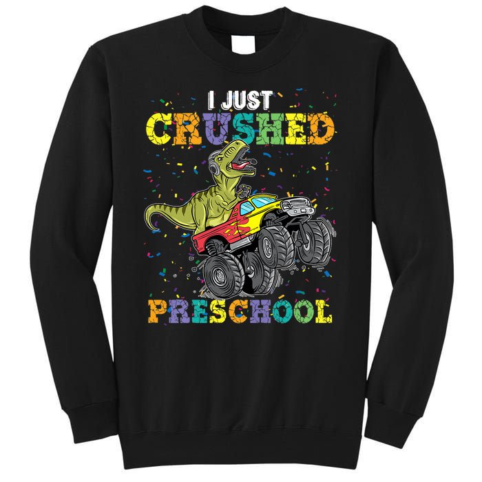 I Just Crushed PreSchool Dinosaur TRex Gaming Monster Truck Tall Sweatshirt