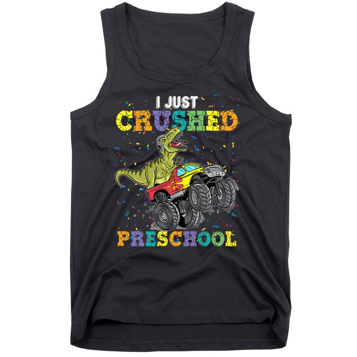 I Just Crushed PreSchool Dinosaur TRex Gaming Monster Truck Tank Top