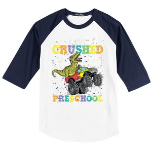 I Just Crushed PreSchool Dinosaur TRex Gaming Monster Truck Baseball Sleeve Shirt