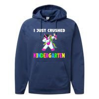 I just crushed Kindergarten Graduation Unicorn Performance Fleece Hoodie