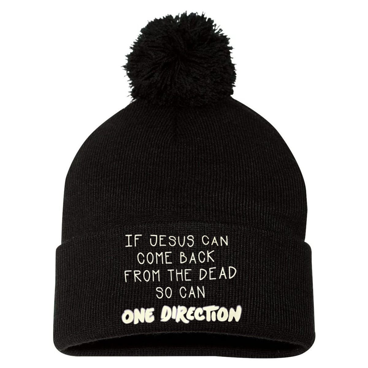 If Jesus Can Come Back From The Dead So Can One Direction Pom Pom 12in Knit Beanie