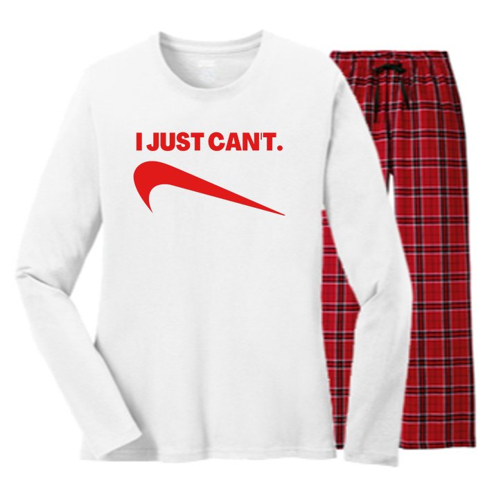 I Just Can't Funny Parody Women's Long Sleeve Flannel Pajama Set 