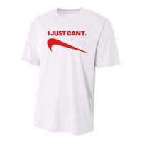 I Just Can't Funny Parody Youth Performance Sprint T-Shirt