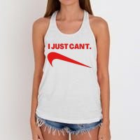 I Just Can't Funny Parody Women's Knotted Racerback Tank