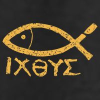 Ichthys Jesus Christ Son Of God Savior Ancient Fish Symbol Cool Comfort Performance Bucket Hat