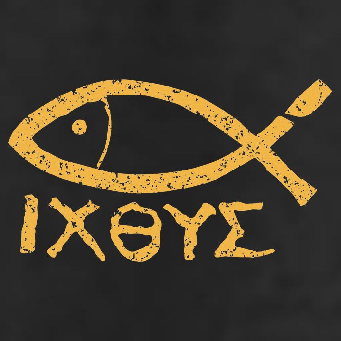 Ichthys Jesus Christ Son Of God Savior Ancient Fish Symbol Cool Comfort Performance Bucket Hat