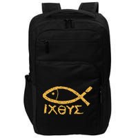 Ichthys Jesus Christ Son Of God Savior Ancient Fish Symbol Impact Tech Backpack