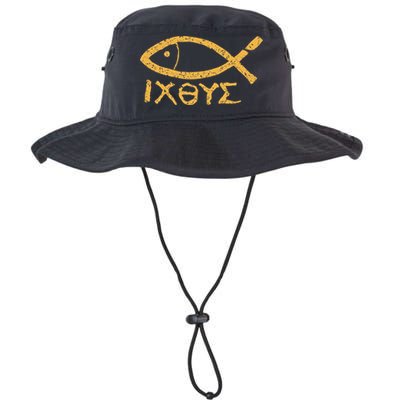 Ichthys Jesus Christ Son Of God Savior Ancient Fish Symbol Bucket Hat