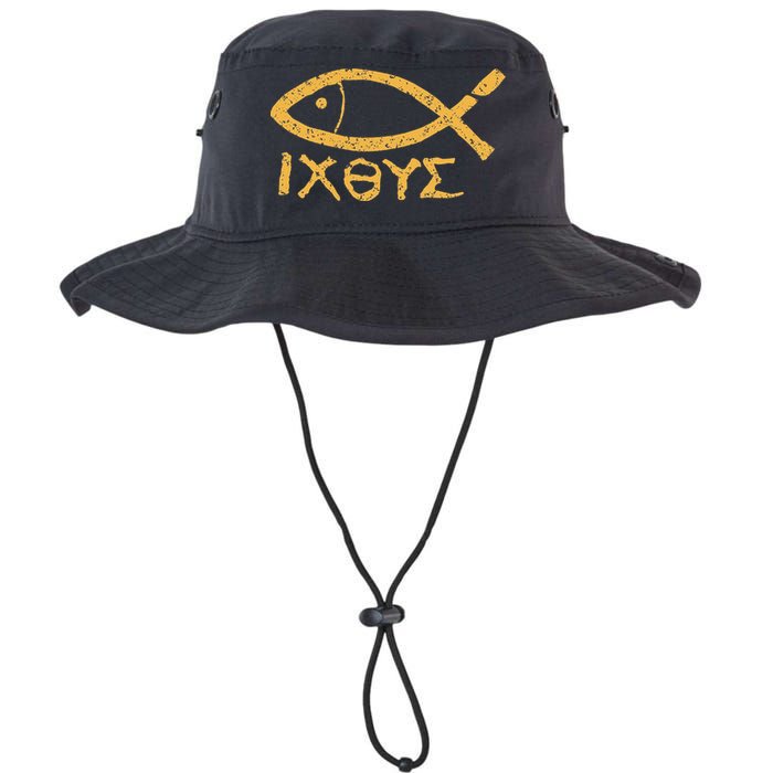 Ichthys Jesus Christ Son Of God Savior Ancient Fish Symbol Bucket Hat