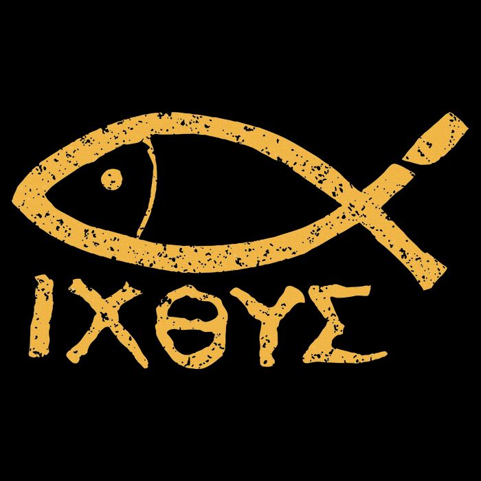 Ichthys Jesus Christ Son Of God Savior Ancient Fish Symbol Bucket Hat