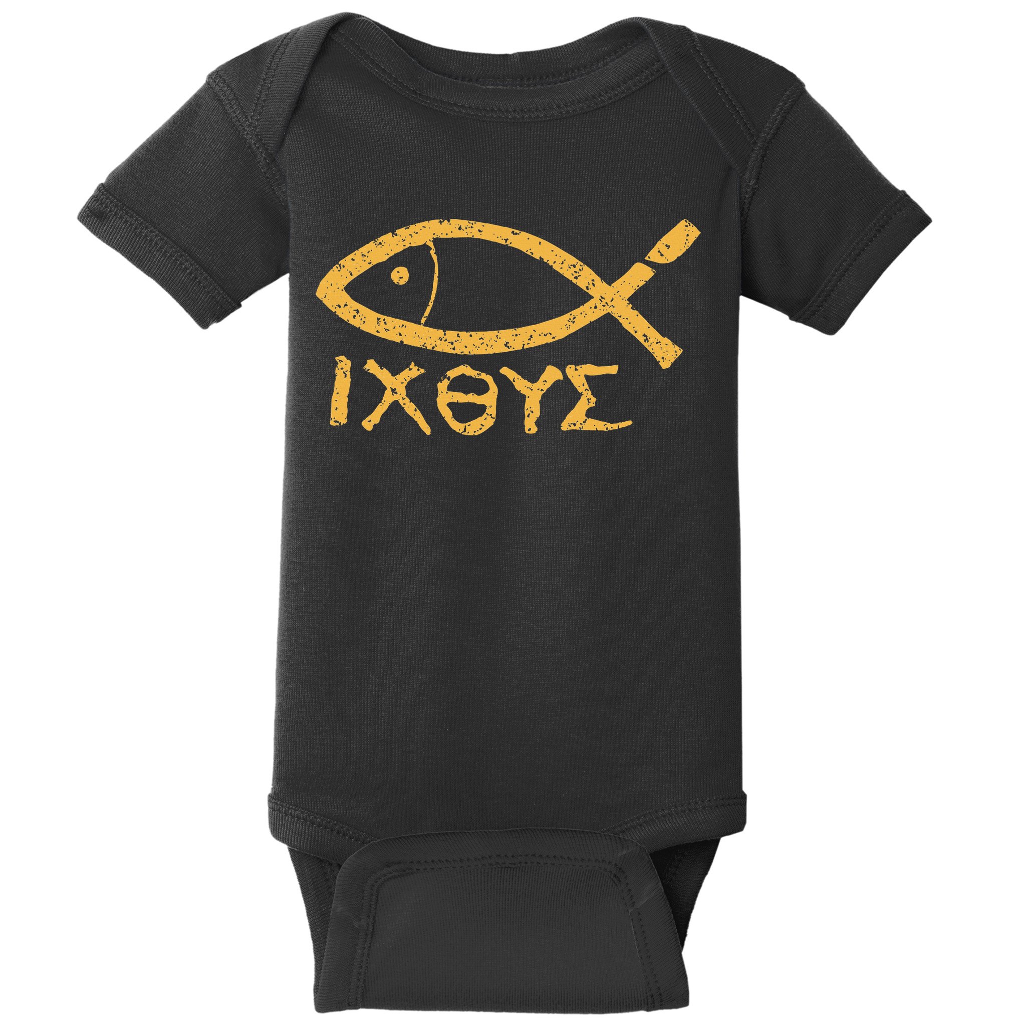 Ichthys Jesus Christ Son Of God Savior Ancient Fish Symbol Baby Bodysuit