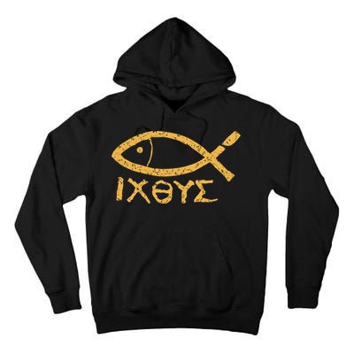 Ichthys Jesus Christ Son Of God Savior Ancient Fish Symbol Tall Hoodie