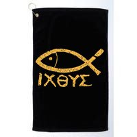 Ichthys Jesus Christ Son Of God Savior Ancient Fish Symbol Golf Towel