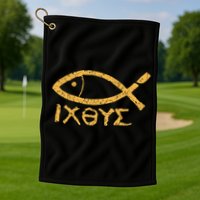 Ichthys Jesus Christ Son Of God Savior Ancient Fish Symbol Golf Towel