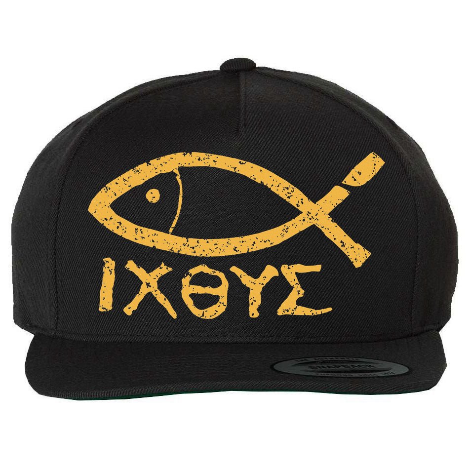 Ichthys Jesus Christ Son Of God Savior Ancient Fish Symbol Wool Snapback Cap