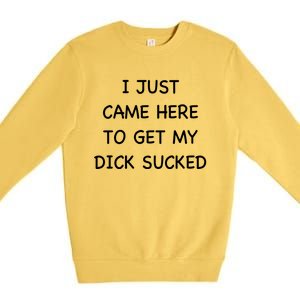 I Just Came Here To Get My Dick Sucked Adult Humor Offensive Gift Premium Crewneck Sweatshirt