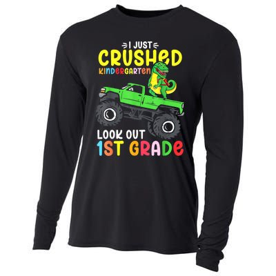 I Just Crushed Kindergarten Look Out First Grade Dinosaur Cooling Performance Long Sleeve Crew