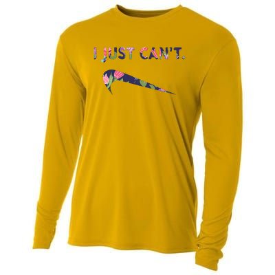 I Just Can't Funny Parody Floral Cooling Performance Long Sleeve Crew