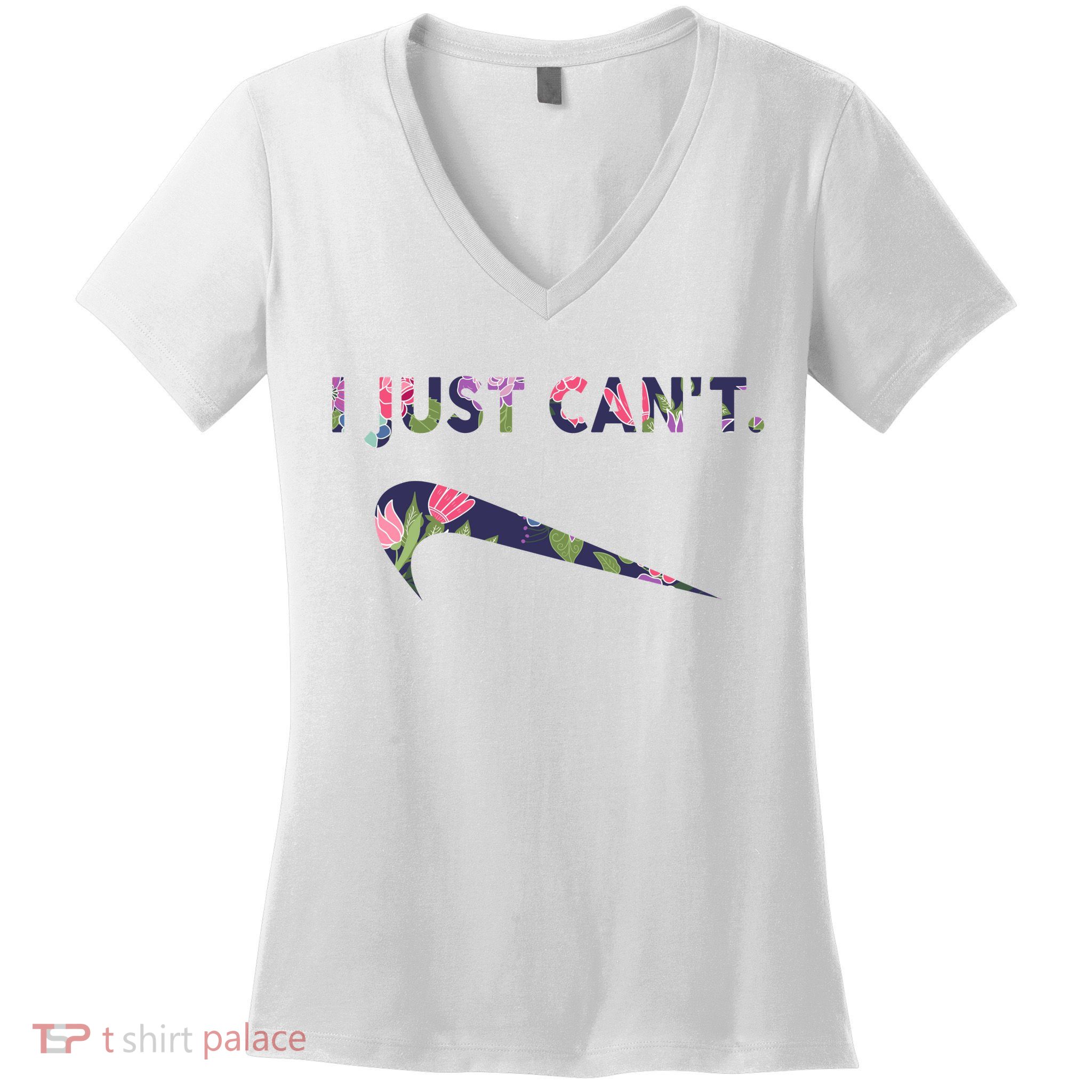 I Just Can't Funny Parody Floral Women's V-Neck T-Shirt