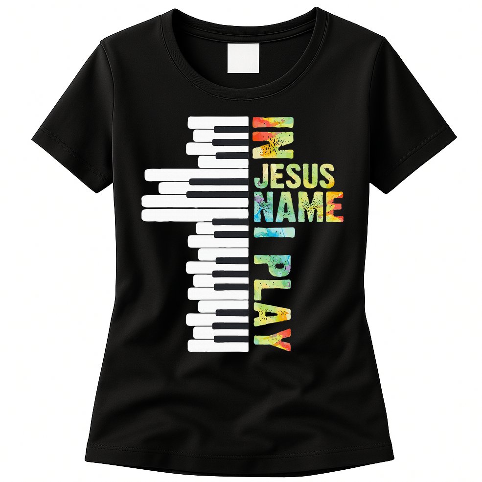 In Jesus Christian Name I Play Piano Music Vintage Womens T-Shirt