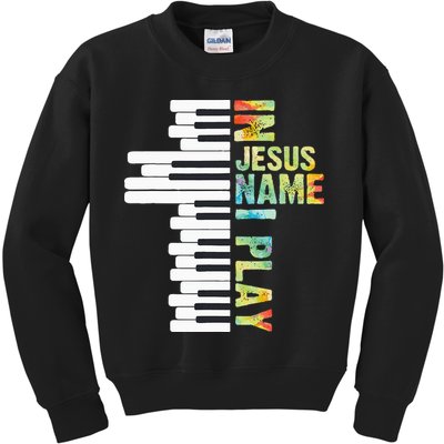 In Jesus Christian Name I Play Piano Music Vintage Kids Sweatshirt