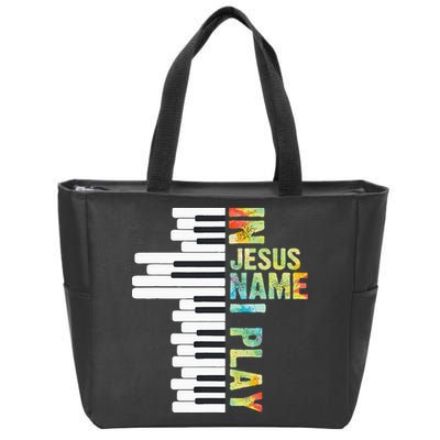 In Jesus Christian Name I Play Piano Music Vintage Zip Tote Bag