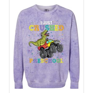 I Just Crushed PreSchool Dinosaur TRex Gaming Monster Truck Colorblast Crewneck Sweatshirt