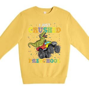 I Just Crushed PreSchool Dinosaur TRex Gaming Monster Truck Premium Crewneck Sweatshirt