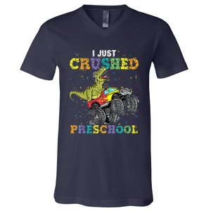 I Just Crushed PreSchool Dinosaur TRex Gaming Monster Truck V-Neck T-Shirt