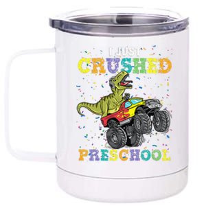 I Just Crushed PreSchool Dinosaur TRex Gaming Monster Truck 12 oz Stainless Steel Tumbler Cup