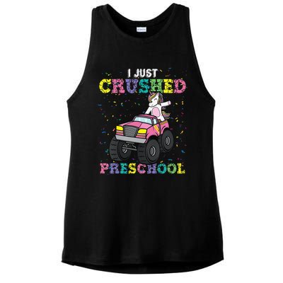 I Just Crushed PreSchool Unicorn Truck Graduation Ladies PosiCharge Tri-Blend Wicking Tank