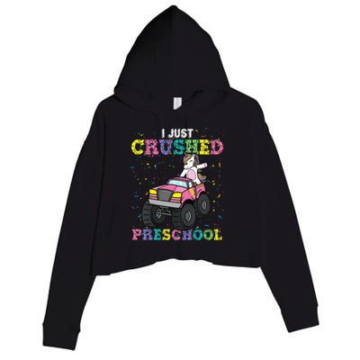 I Just Crushed PreSchool Unicorn Truck Graduation Crop Fleece Hoodie