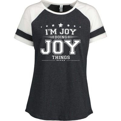 Im Joy Doing Joy Things Enza Ladies Jersey Colorblock Tee