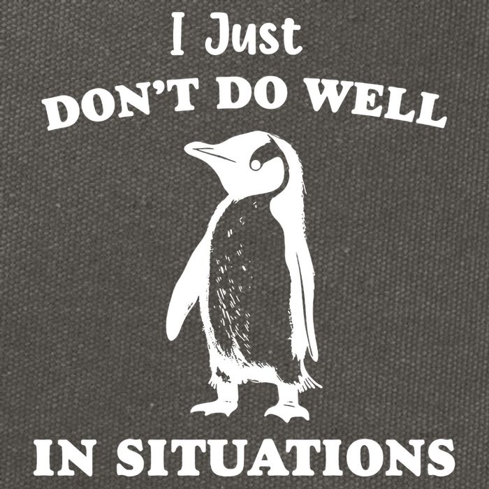 I Just Dont Do Well In Situations Funny Penguin Cotton Canvas Backpack