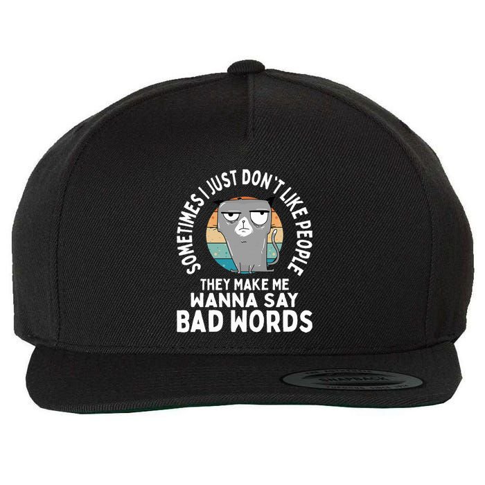 I Just DonT Like People They Make Me Wanna Say Bad Words Wool Snapback Cap