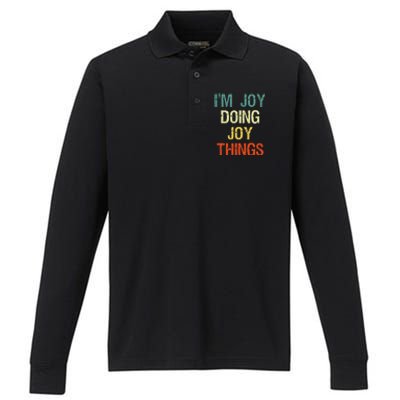 I'M Joy Doing Joy Things Personalized First Name Gift Performance Long Sleeve Polo