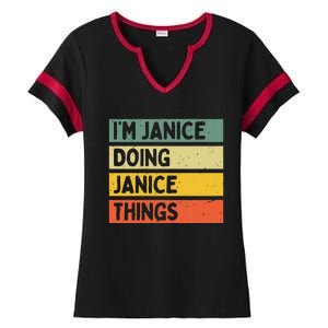 IM Janice Doing Janice Things Funny Personalized Quote Ladies Halftime Notch Neck Tee