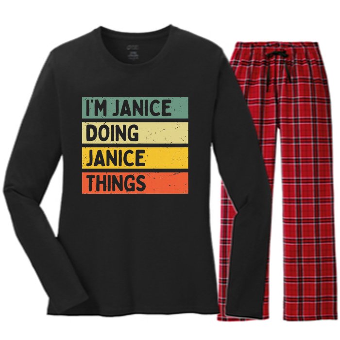 IM Janice Doing Janice Things Funny Personalized Quote Women's Long Sleeve Flannel Pajama Set 