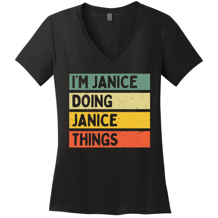 IM Janice Doing Janice Things Funny Personalized Quote Women's V-Neck T-Shirt