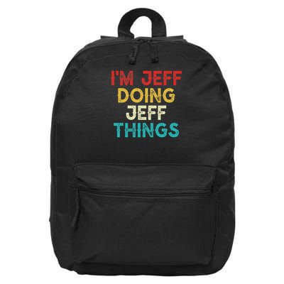 I'm Jeff Doing Jeff Things Funny Christmas Vintage 16 in Basic Backpack