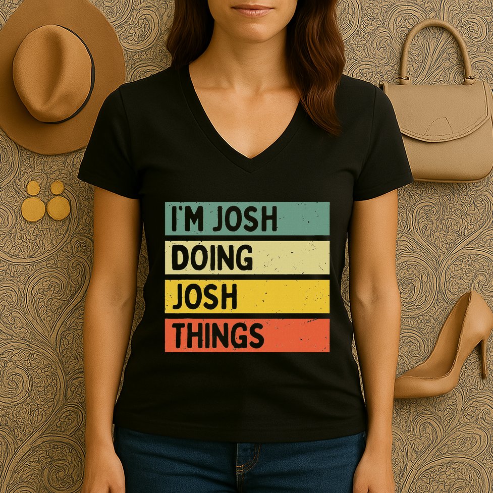 IM Josh Doing Josh Things Funny Personalized Quote Women's V-Neck T-Shirt