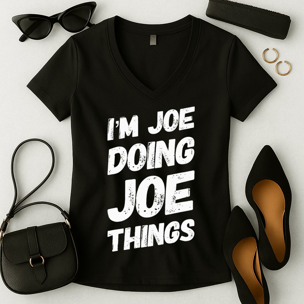 IM Joe Doing Joe Things Personalized Name Joe Gifts Idea Women's V-Neck T-Shirt