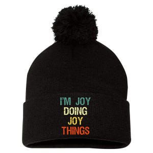 I'M Joy Doing Joy Things Personalized First Name Gift Pom Pom 12in Knit Beanie