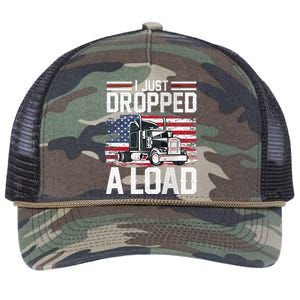 I Just Dropped A Load Funny Trucker American Flag Retro Rope Trucker Hat Cap