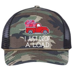 I Just Drop A Load Of Hearts Valentines Day Truck Gift Retro Rope Trucker Hat Cap