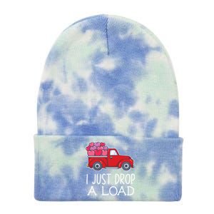 I Just Drop A Load Of Hearts Valentines Day Truck Gift Tie Dye 12in Knit Beanie