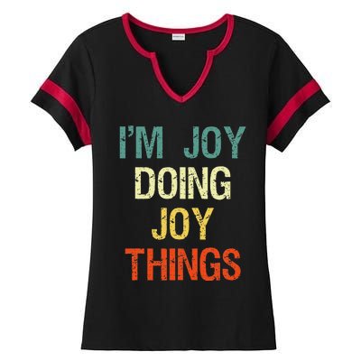 IM Joy Doing Joy Things Personalized First Name Gift Ladies Halftime Notch Neck Tee