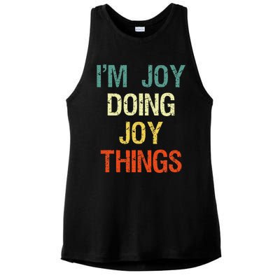 IM Joy Doing Joy Things Personalized First Name Gift Ladies PosiCharge Tri-Blend Wicking Tank