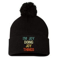 IM Joy Doing Joy Things Personalized First Name Gift Pom Pom 12in Knit Beanie