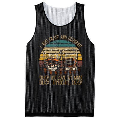 I Just Enjoy & Celebrate Enjoy Quotes Music Whiskey Glasses Mesh Reversible Basketball Jersey Tank